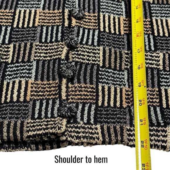 Vintage French Rags Artsy Geometric Print Knit Holiday Chic Substantial Vest 2 - Picture 11 of 11